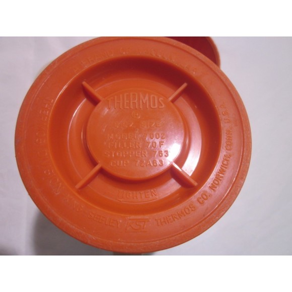 Thermos 10 Oz. Model 7002 Made In USA Vintage Orange Soup Coffee Lunch Container - Picture 7 of 7